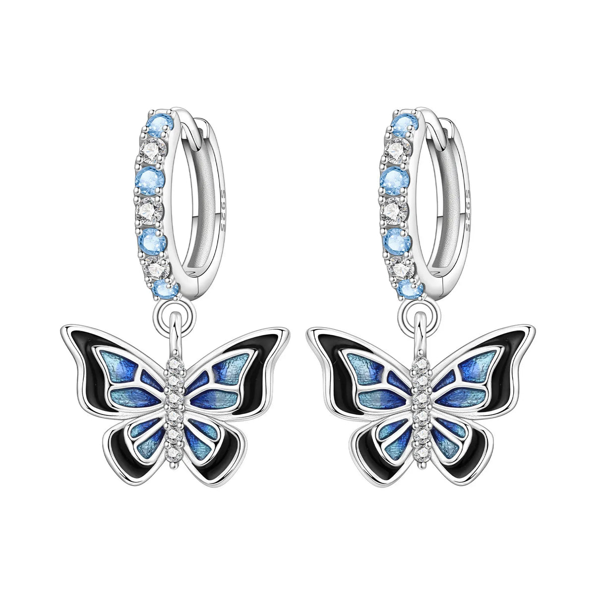 Orstarry 925 Sterling Silver Blue Zircon Dragonfly Drop Earrings Women Earrings Charm Fashion Versatile Party Jewelry Gifts