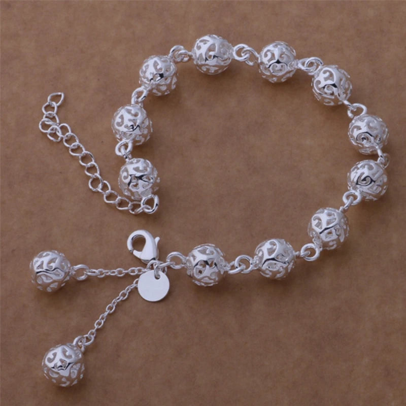 925 Sterling Silver Bracelet Ball For Woman Men Fashion Engagement Party Wedding Jewelry Gift Hand catenary PS560