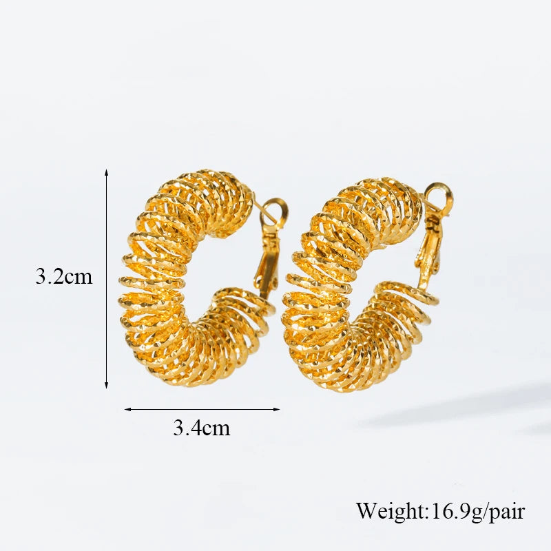 EILIECK 316L Stainless Steel Geometric Loops Dangle Earrings For Women New 18K Gold PVD Plated Ear Stud Water-resistant Jewelry