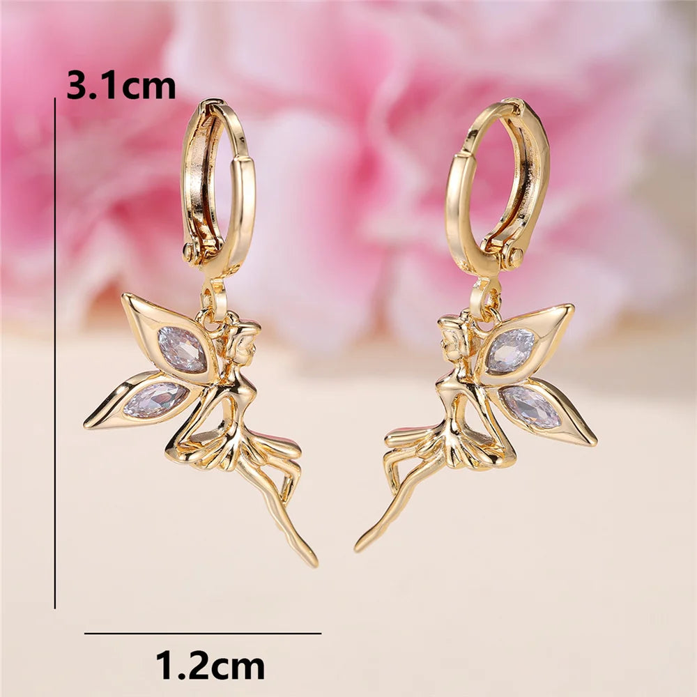 Dainty Female White Fairy Zircon Stone Hoop Earrings Unique Gold Color Girlfriend Gifts Party Jewelry For Women