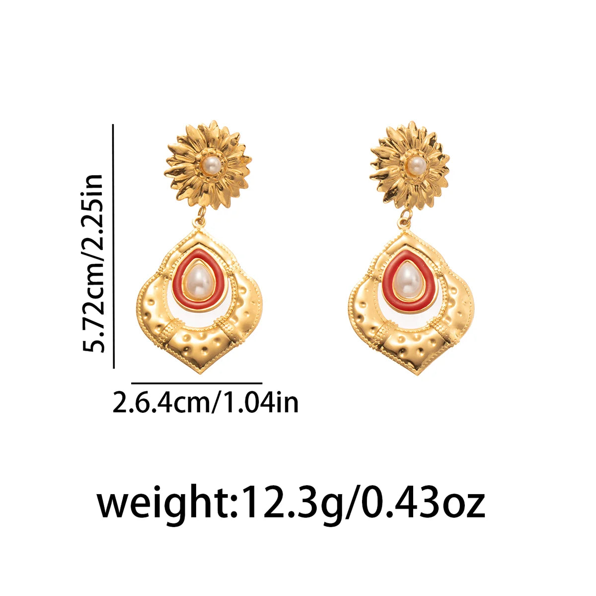 ANENJERY 316L Stainless Steel Flower Geometry Water Droplet Pearl Earrings For Women French Vintage Niche Lady Jewelry Gifts