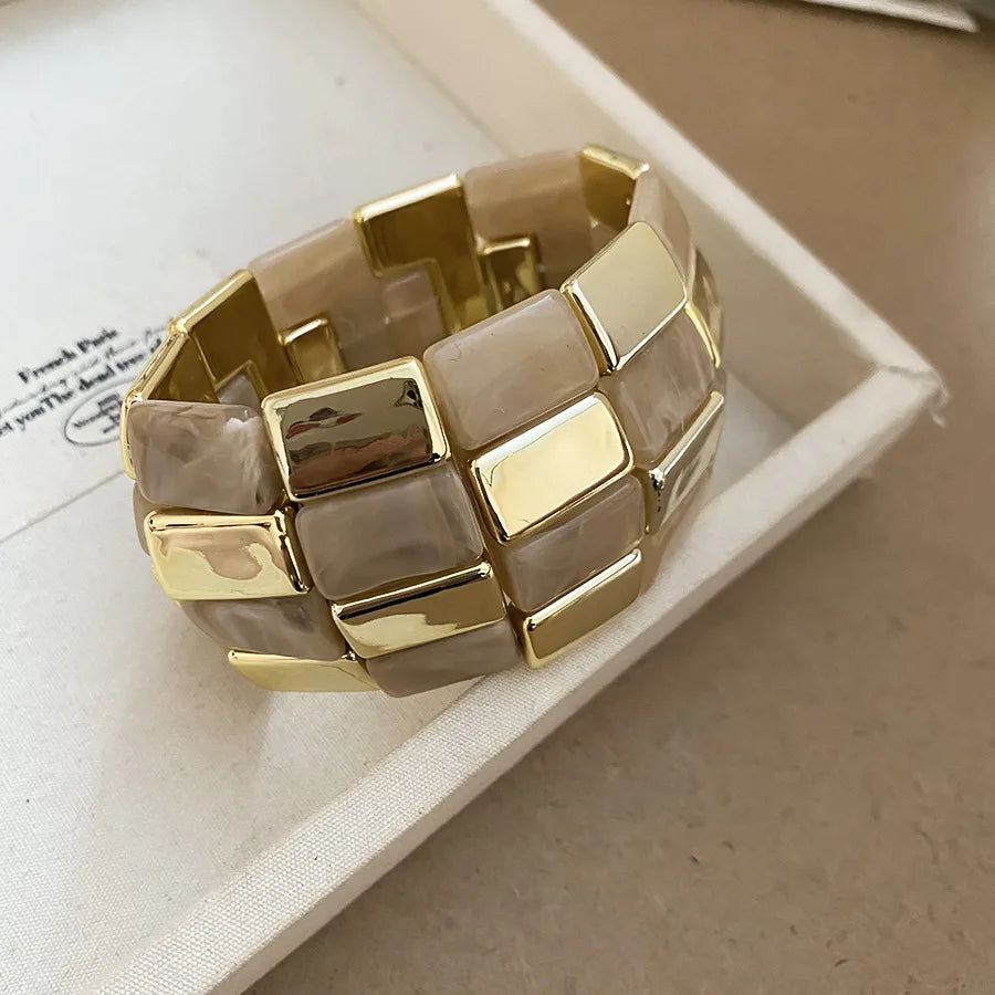 Acrylic Square Splicing Geometric Round Bangles for Women European and American Fashion Simple Bracelet Hand Jewelry Sense