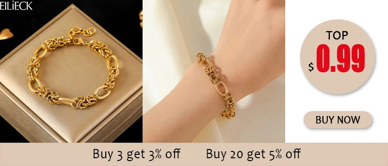 EILIECK 316L Stainless Steel Thicker Bracelet Bangle Fashion OT Buckle Wrist Link Chain High Quality Textured Jewelry Waterproof