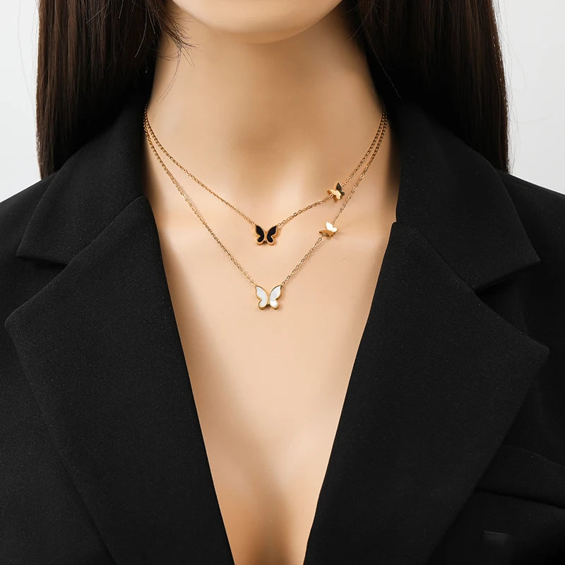 EILIECK Women's Retro Star Moon Pendant Necklace 18K Gold PVD Plated Stainless Steel Waterproof Layered Neck Chain Daily Jewelry