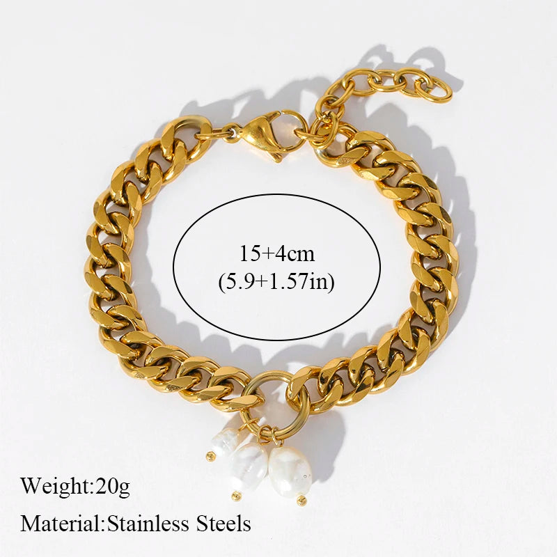 EILIECK New Fashion Stainless Steel Coins Heart Charm Bracelet For Women Trendy Gold Silver Color Wrist Chain Jewelry Lady Gift