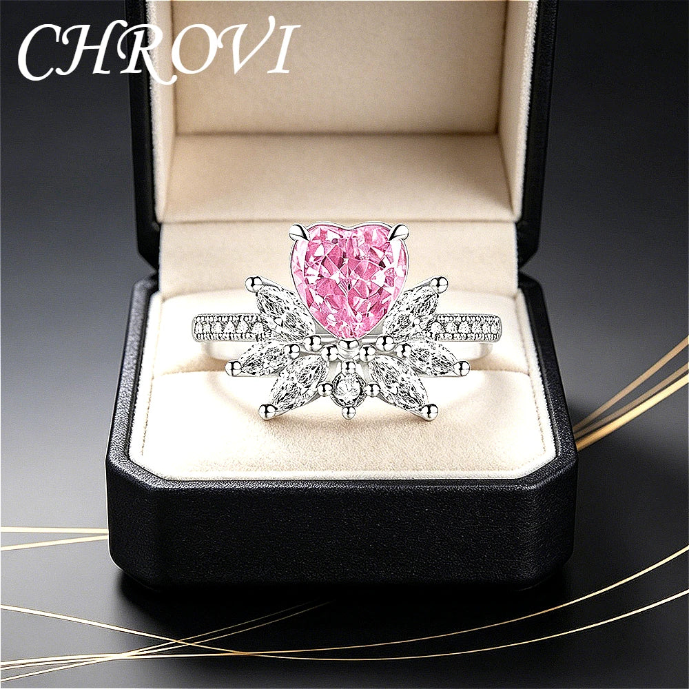 Light luxury 925sterling silver colorful gemstone ice flower ring for women,super sparkly high carbon diamond heart ring jewelry