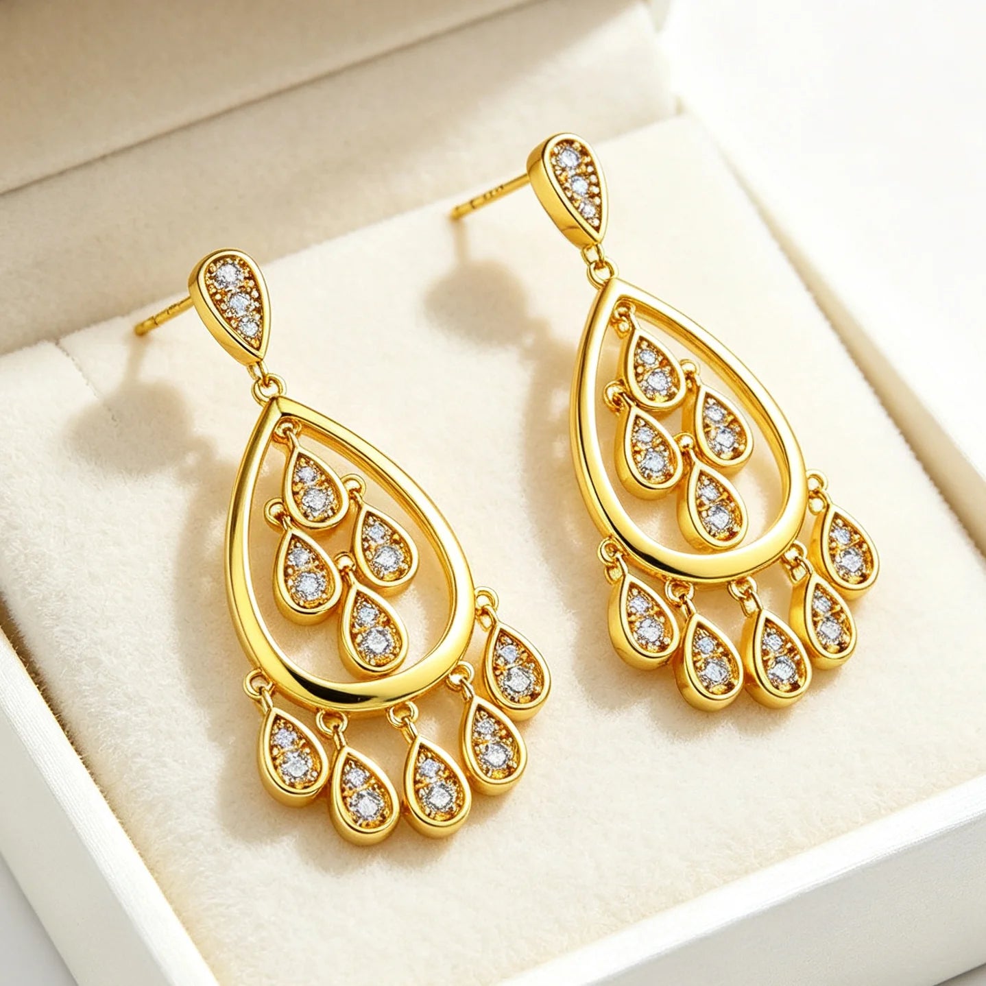 Retro Waterdrop Moissanite Cocktail Earring 14K Gold For Women Holiday Party Gift Jewelry Wedding Anniversary