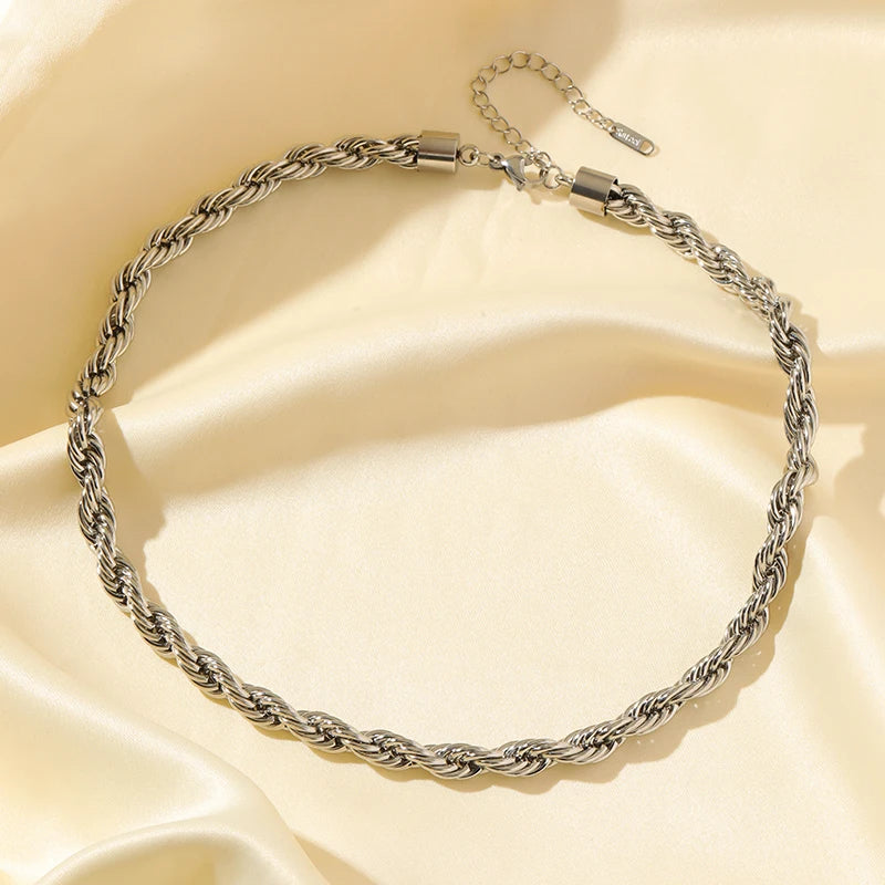 EILIECK 316L Stainless Steel Metal 8mm Chunky Chain Necklace For Women Trendy 18K Gold Plated Neck Chain Waterproof Jewelry Gift