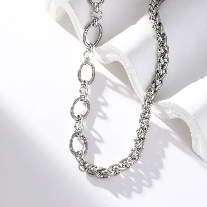 EILIECK 316L Stainless Steel High Quality Chain Collar Necklace For Women Silver Color Neck Chain Trendy Fashion Jewelry Bijoux