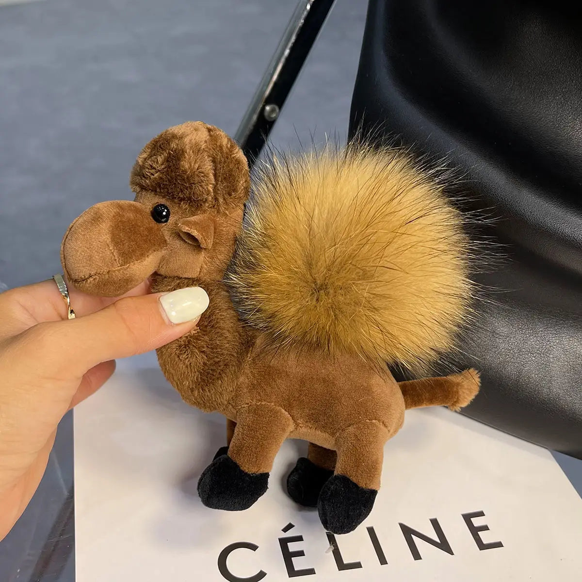 luxury brand Furry camel keychain cute bag pendant plush doll car key chain Key ring accessories cute items