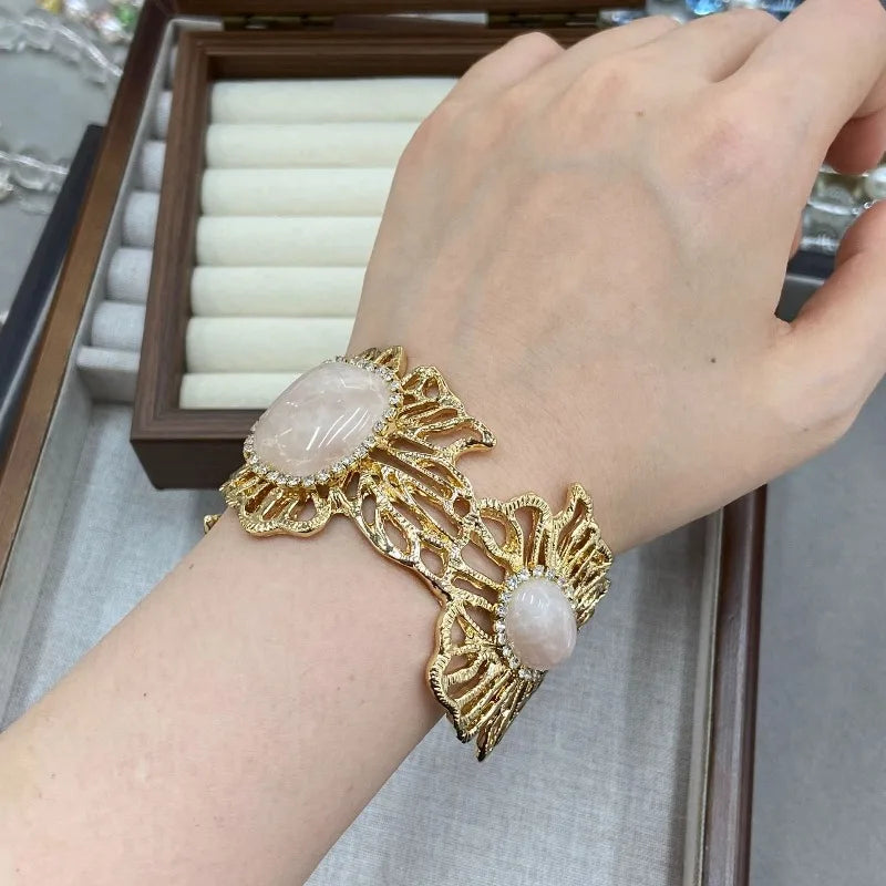 Vintage Hollow Out Royal Elegant Luxury Charm Bracelets for Women Flowers Geometric Party Jewelry Pulseras Mujer Gift