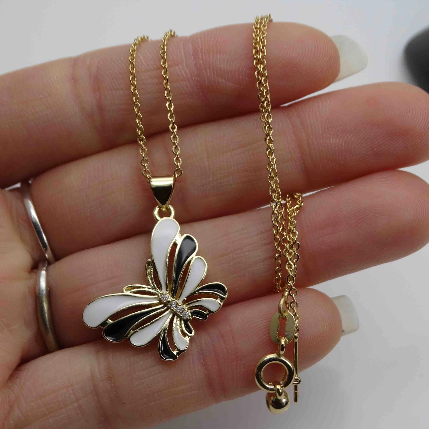 Micro zircon speckle butterfly pendant necklace Drops of paint Red purple copper gold plated DIY neck catenary necklace jewelry