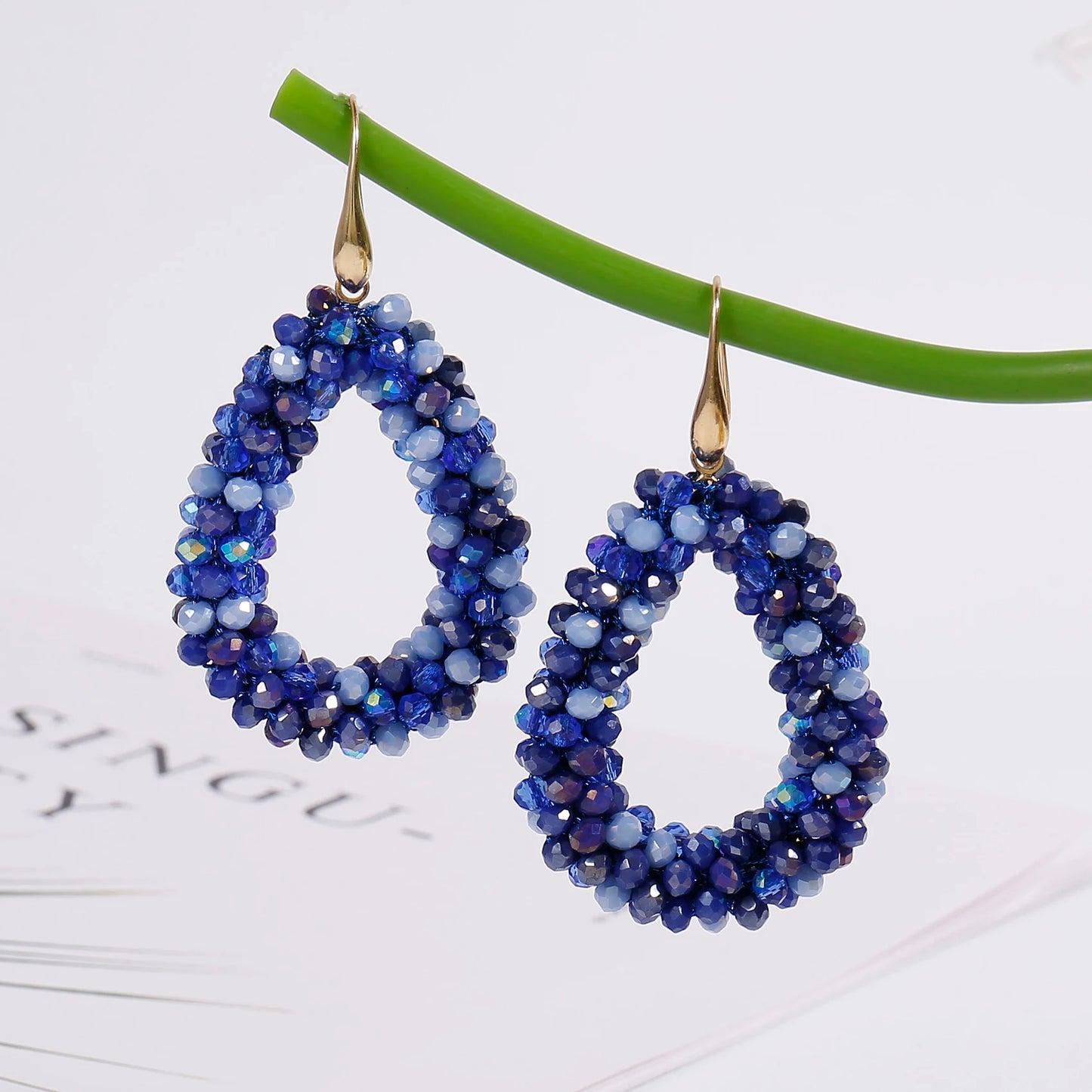 Badu Mixed Color Beaded Dangle Earrings for Women Boho Handmade Crystal Faceted Beads Teardrop Earrings Fashion Jewelry Gifts