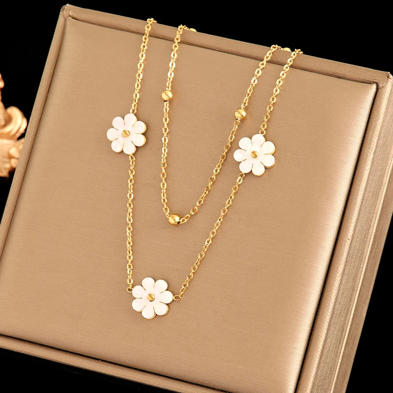 EILIECK Women's Retro Star Moon Pendant Necklace 18K Gold PVD Plated Stainless Steel Waterproof Layered Neck Chain Daily Jewelry