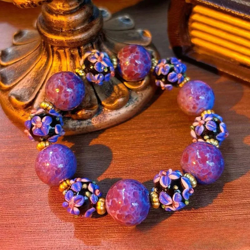 NISHIZAWA Purple Beads Earrings for Women Palace Style Vintage Jewelry Fashion Elegant Banquets Pendientes Mujer