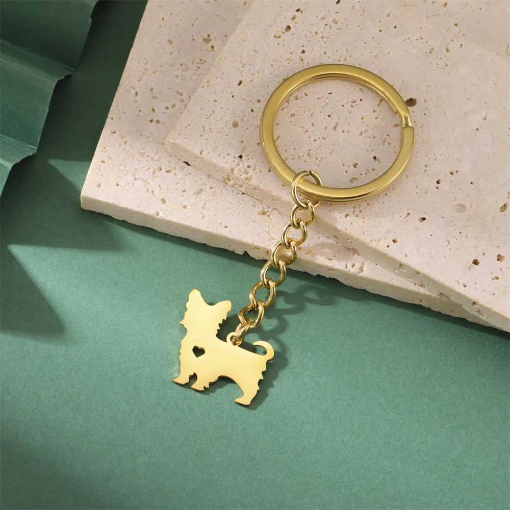 Cute Dog Samoye Keychain for Women Men Stainless Steel Dachshund Puppy Animal Lovers Key Ring for Car Backpack  Jewelry Gifts