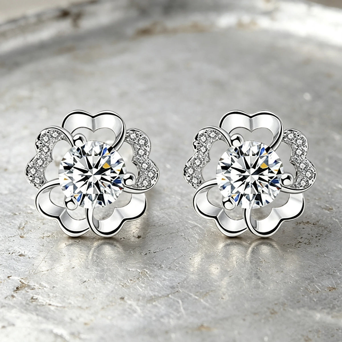Luxury Charm Female White Purple Zircon Stone Fashion Stud Earrings Silver Color Wedding Jewelry For Women