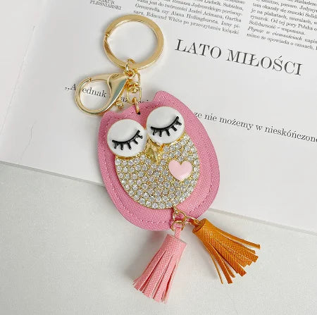 EASYA New Design Crystal Owl Keychain Full Rhinestone Key Ring Key Holders For Women Bag Accessories Cute Animal Car Key Chain
