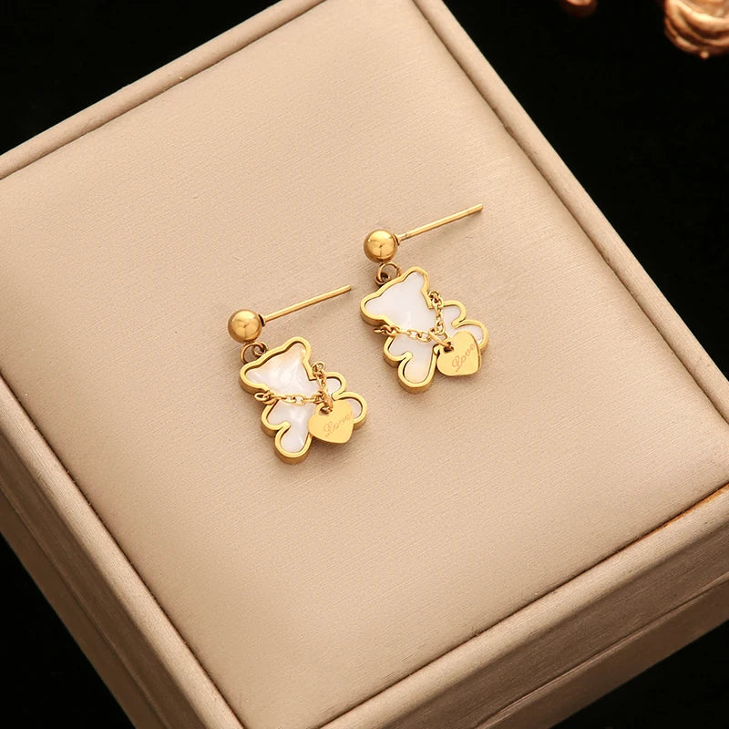 EILIECK 316L Stainless Steel Metal Flower Ear Dangle Piercing Earrings For Women Fashion New Jewelry Lady Gift Party сережки
