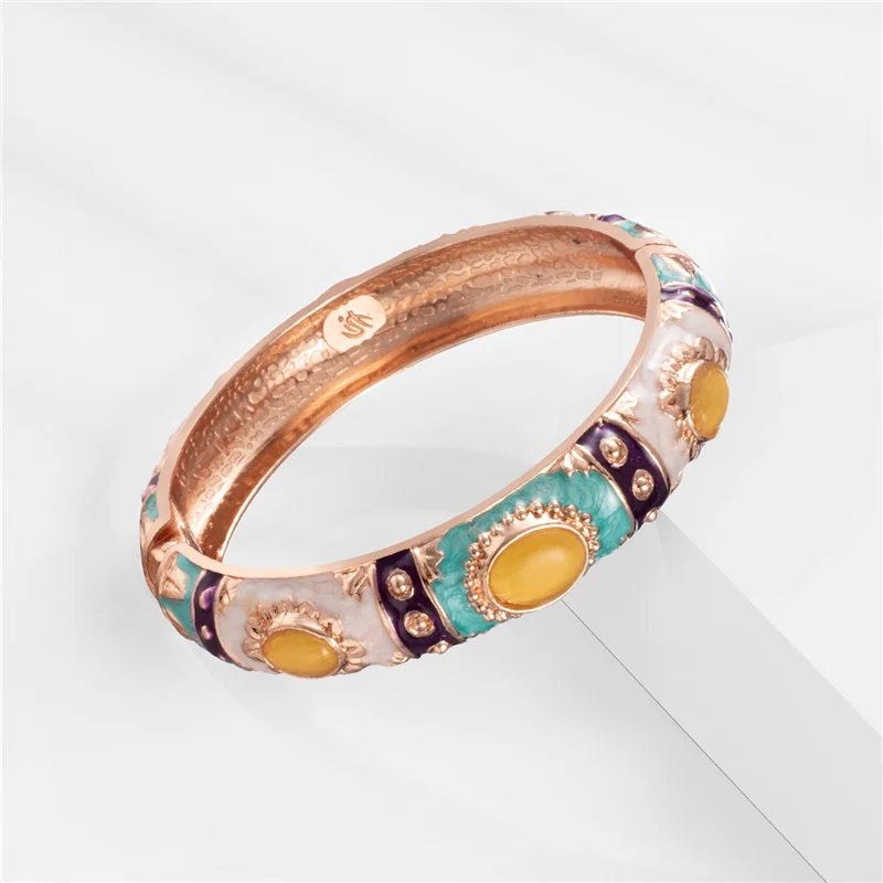 1/5 PCS Enamel Bracelet For Women Bangle On Hand Cloisonne Women's Hand Bracelets India African Jewelry Bohemian Designer Gifts