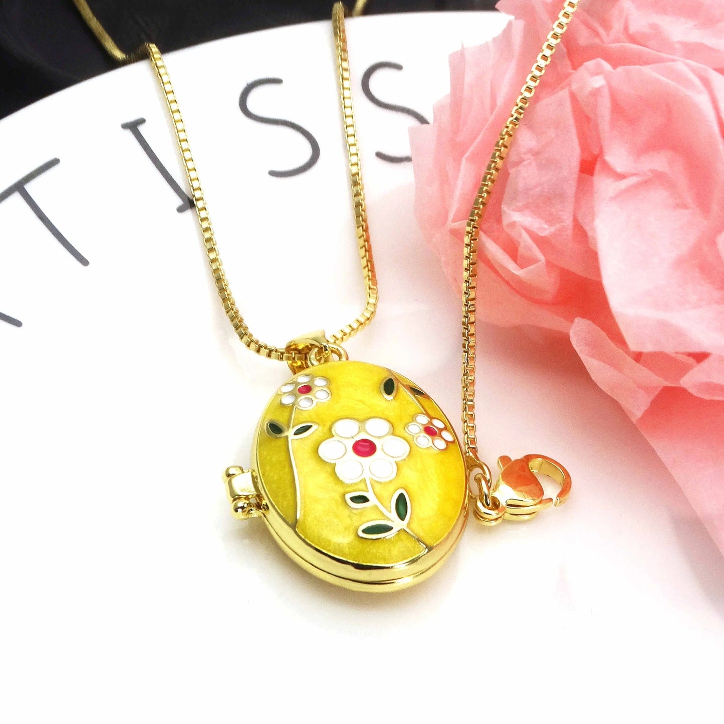 Micro Zircon oil drip photo box Pendant necklace case gaine pendant necklace copper chain jewelry necklace