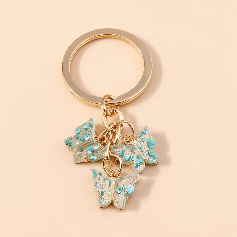 Cute Colorful Butterfly Keychains Enamel Animal Keyrings Souvenir Gift for Women Men Handbag Pendants Key Chains DIY Accessories