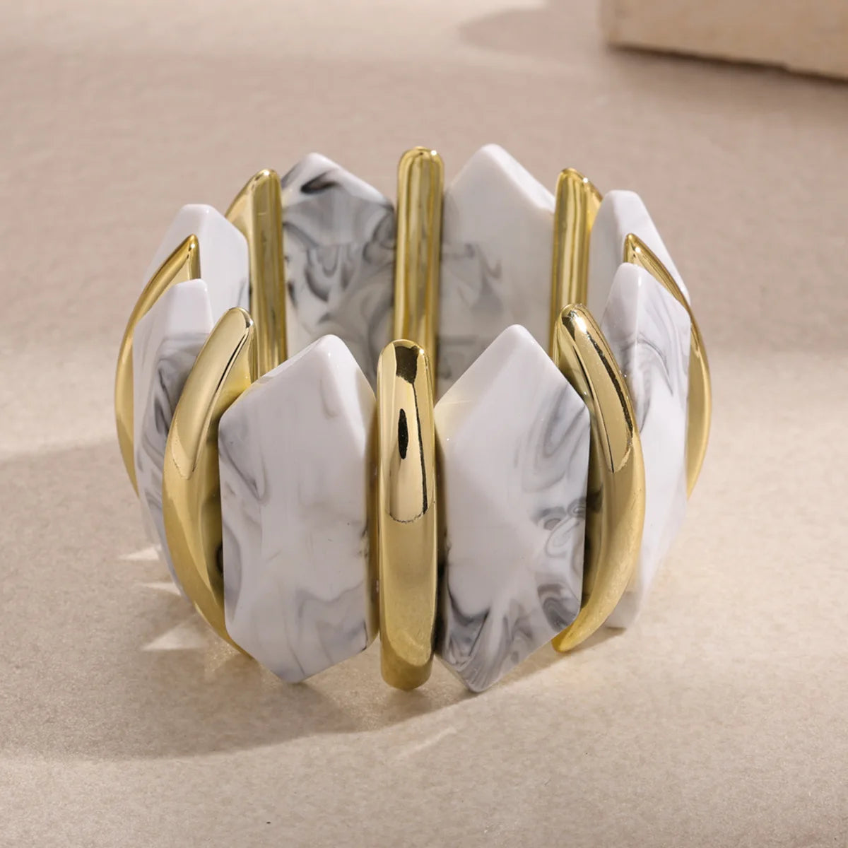 KMVEXO 10 Colors Smudging Bangle Geometric Wide Elastic Chunky Bracelets for Women Men Personality Acrylic Bracelet Hand Jewelry