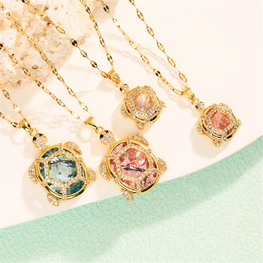 Small Ocean Turtle Charm Grace Female 2026 New Fashion Pendant Necklace Vintage Gold Color Red Zircon Wedding Jewelry For Women