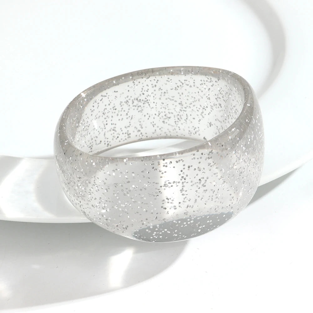 Fashion Resin Irregular Geometric Studs Chunky Bangles New Acrylic Curve Wave Wide Cuff Bangle Women Jewelry Gifts