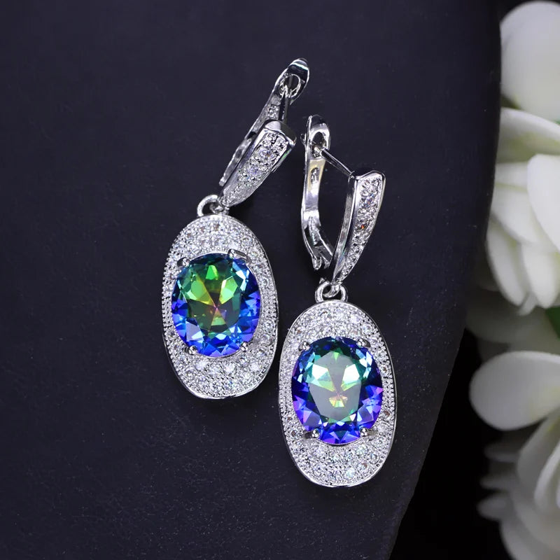 ThreeGraces Luxury Mystic Rainbow Cubic Zirconia Stone Bridal Party Hoop Earrings for Women New Fashion Prom Jewelry E1427