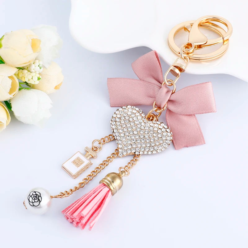 Easya New Pink Bow Love Keychain Backpack Luxury  Jewelry Gift