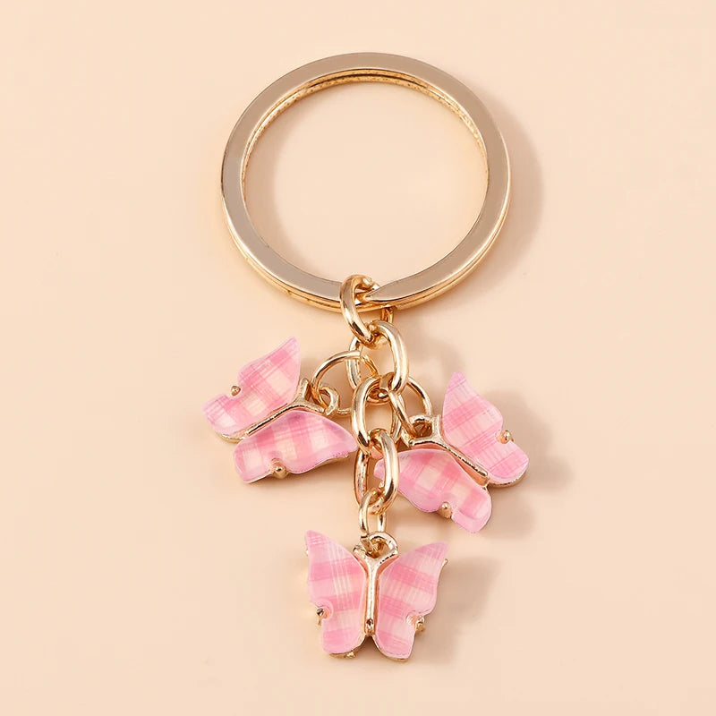Cute Colorful Butterfly Keychains Enamel Animal Keyrings Souvenir Gift for Women Men Handbag Pendants Key Chains DIY Accessories