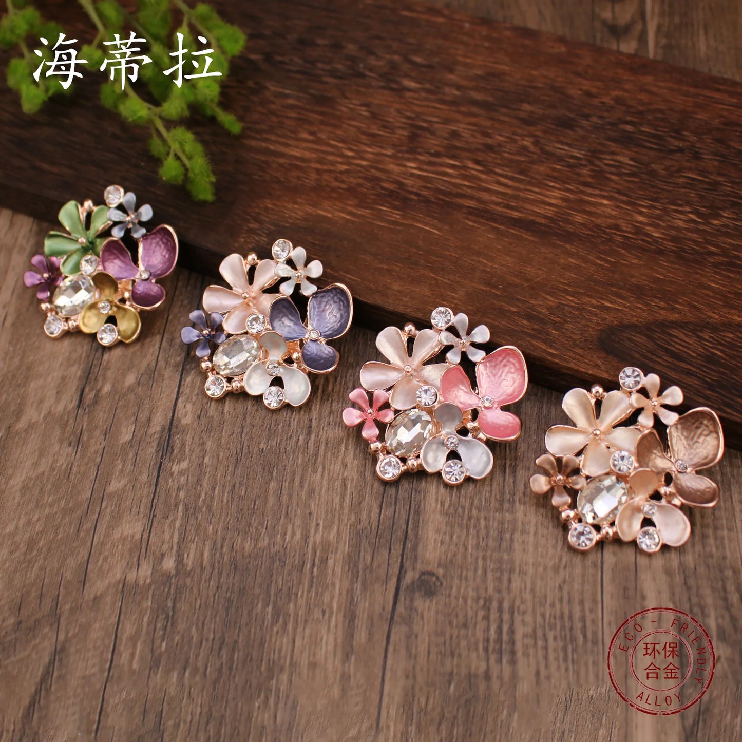 new color oil geometric flower diamond magnetic brooch, fashionable and high-end women's versatile brooch