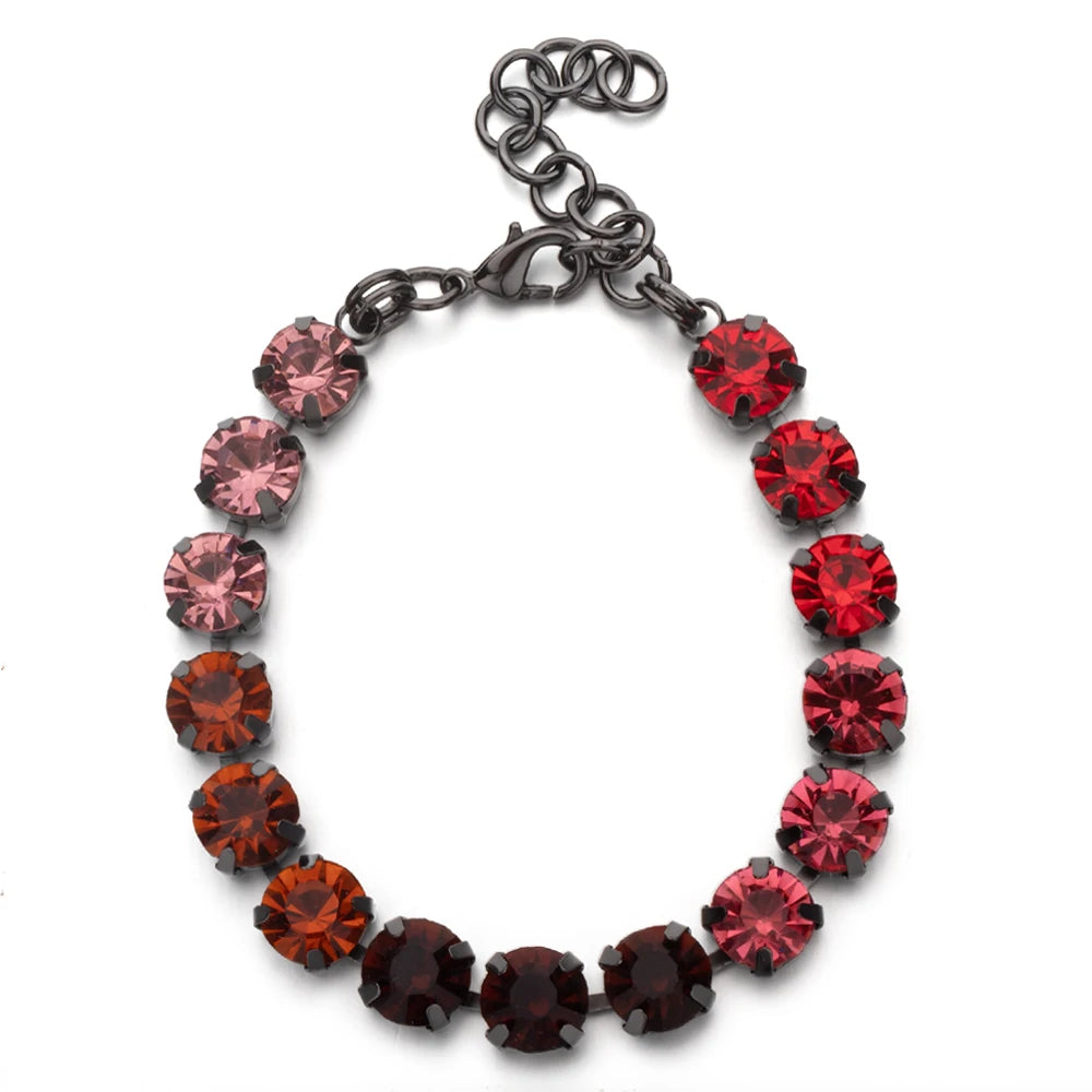 New Design Hot Deal Crystal Charms Bracelets For Women Claw Drill Set Colorful Crystal Bracelets Lobster Clasp  Link Chain