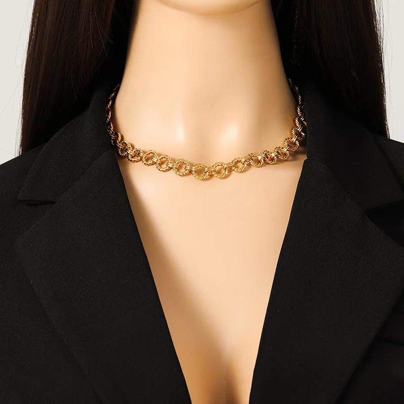 EILIECK 316L Stainless Steel Gold Color Chain Chokers Necklace For Women High Quality  Neck Chain Trendy Fashion Jewelry Bijoux