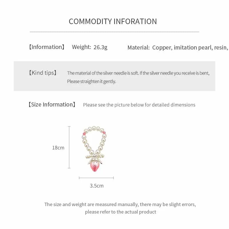 Zircon Beaded Bow Resin Strawberry Pearl Bracelets Light Luxury High Grade Bangle for Women Sweet Elegant Hand Jewelry
