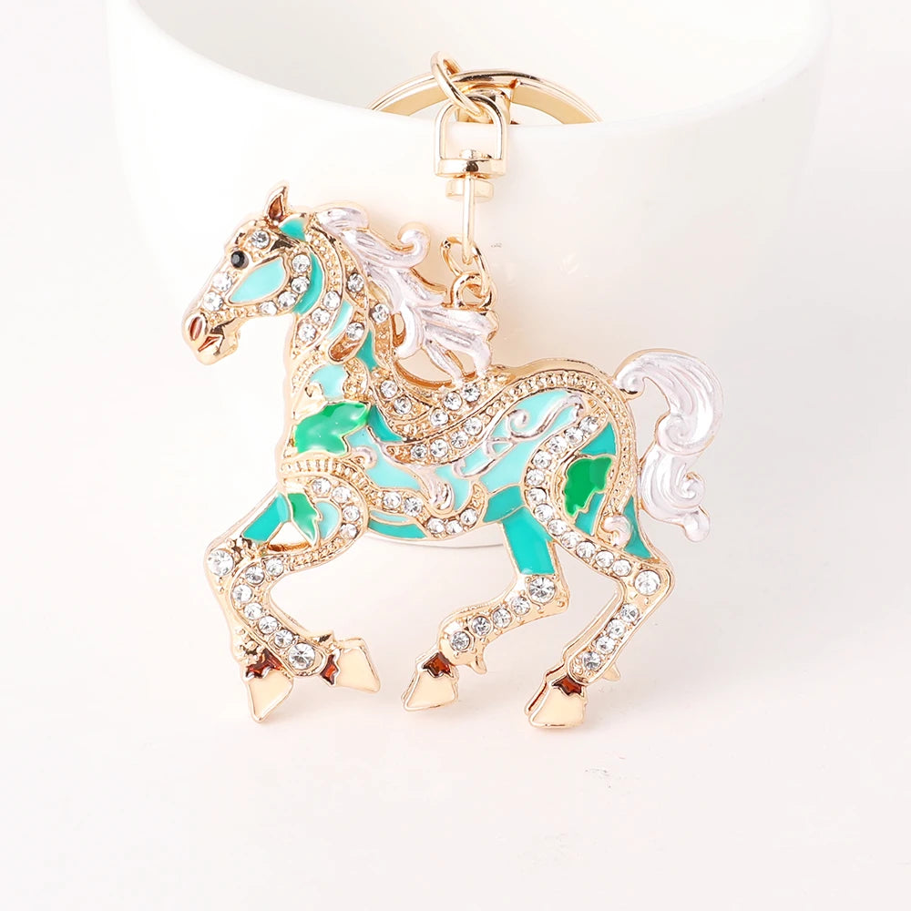 2026 New Enamel Craft Horse Key Chain Bag Pendant Crystal Pony Key Ring Year of the Horse Key Chain Mascot Chinatown Souvenirs