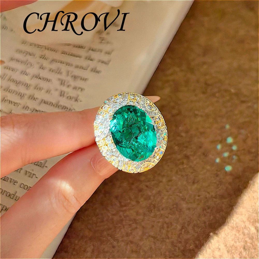 Luxury-Style 925 Sterling Silver Two-Colored Pendant Necklace Stud Earrings White Diamond Ring Gemstone Set