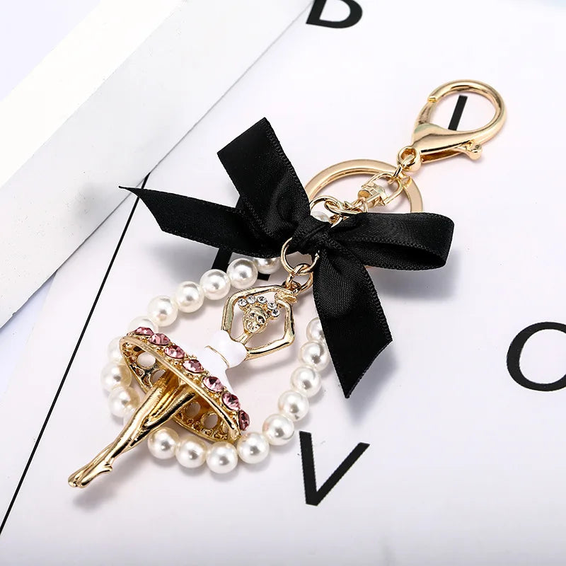 Cute Mini Coin Purses  Keychain with Eiffel  Tower and Number 5 Small Earphone Box Fabric Bag Key Ring