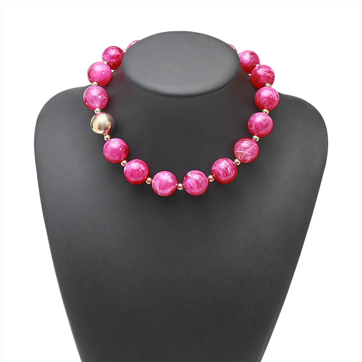 KMVEXO Fashion Colorful Round Resin Beaded Chokers Necklace for Women Smudging Acrylic Necklaces Neck Chain Daily Party Jewelry