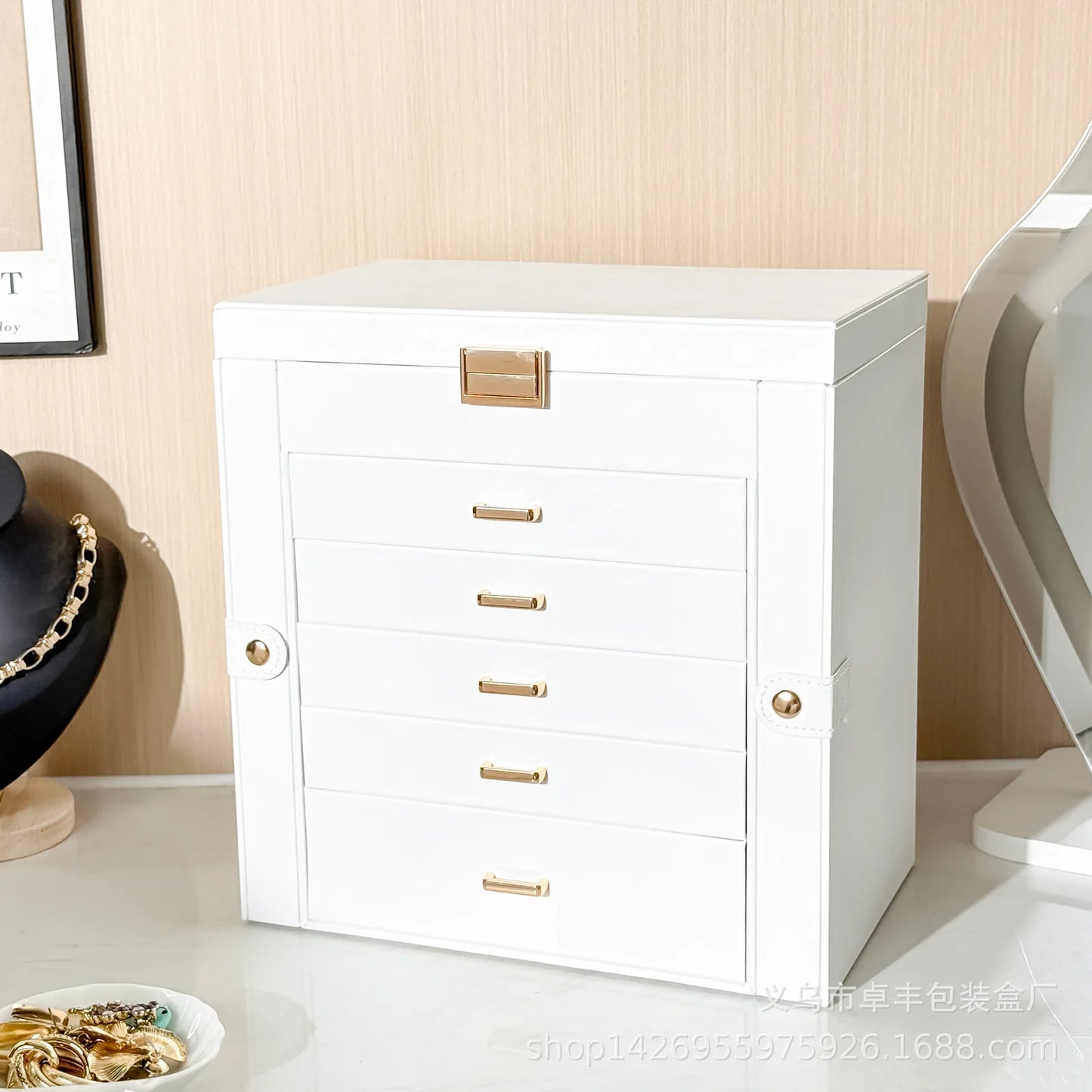 DELESYS New Large-Capacity High-End 6 Layer Jewelry Box For Storing Necklaces Watches Accessories Multi-Functional Jewelry Box
