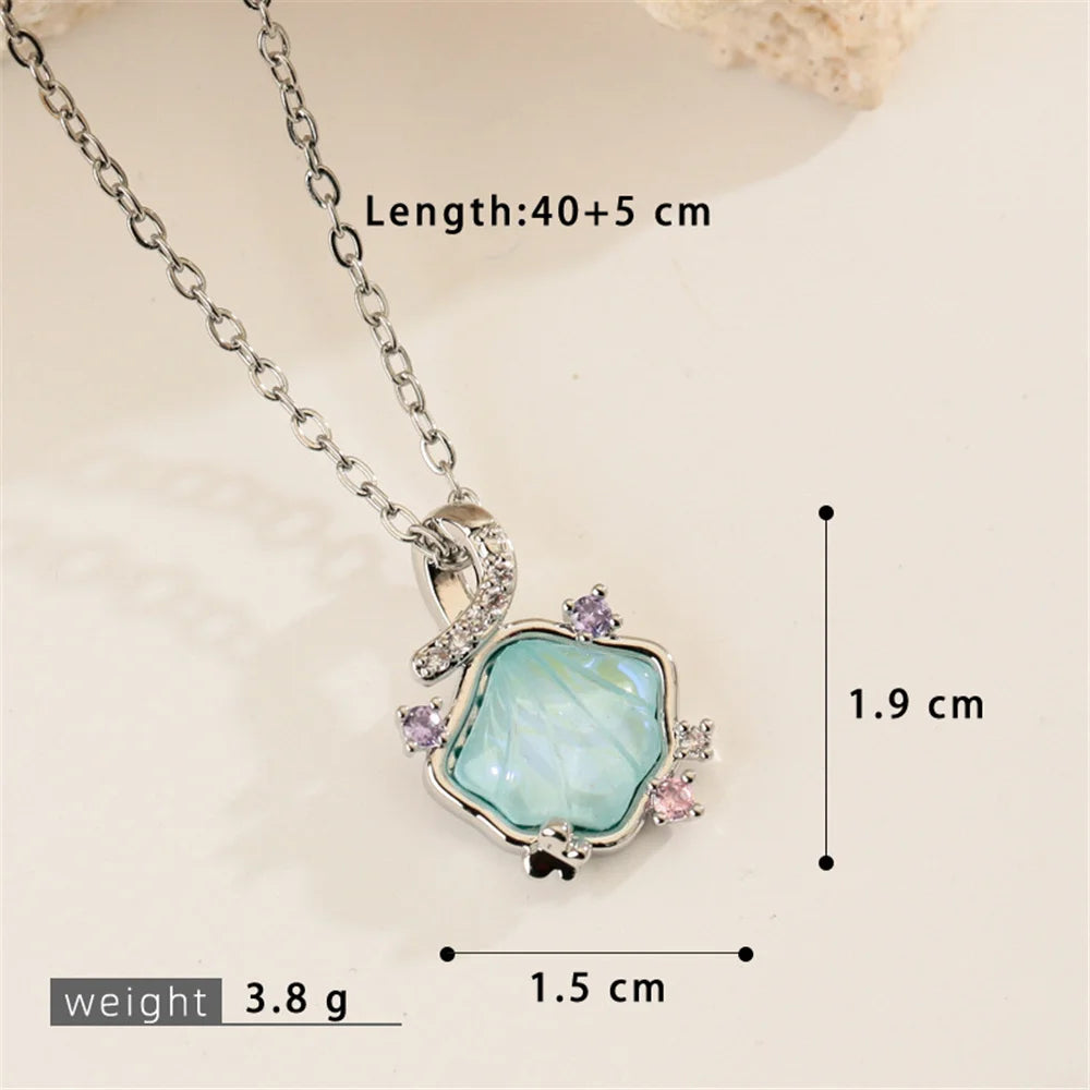 Rainbow Shell Luxury Female Blue Pink Green Zircon 2026 New Trendy Pendant Necklace Gold Silver Color Wedding Jewelry For Women