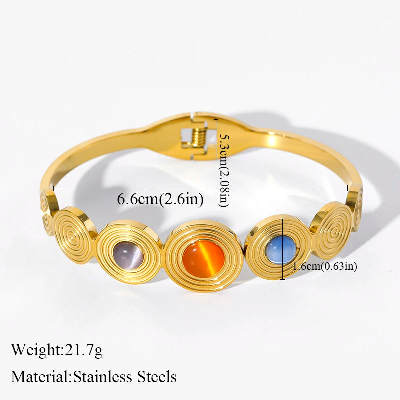 EILIECK 316L Stainless Steel Gold Color Twisted Bangles For Women New Trendy Adjustable Bracelet Waterproof Jewelry Gift Party