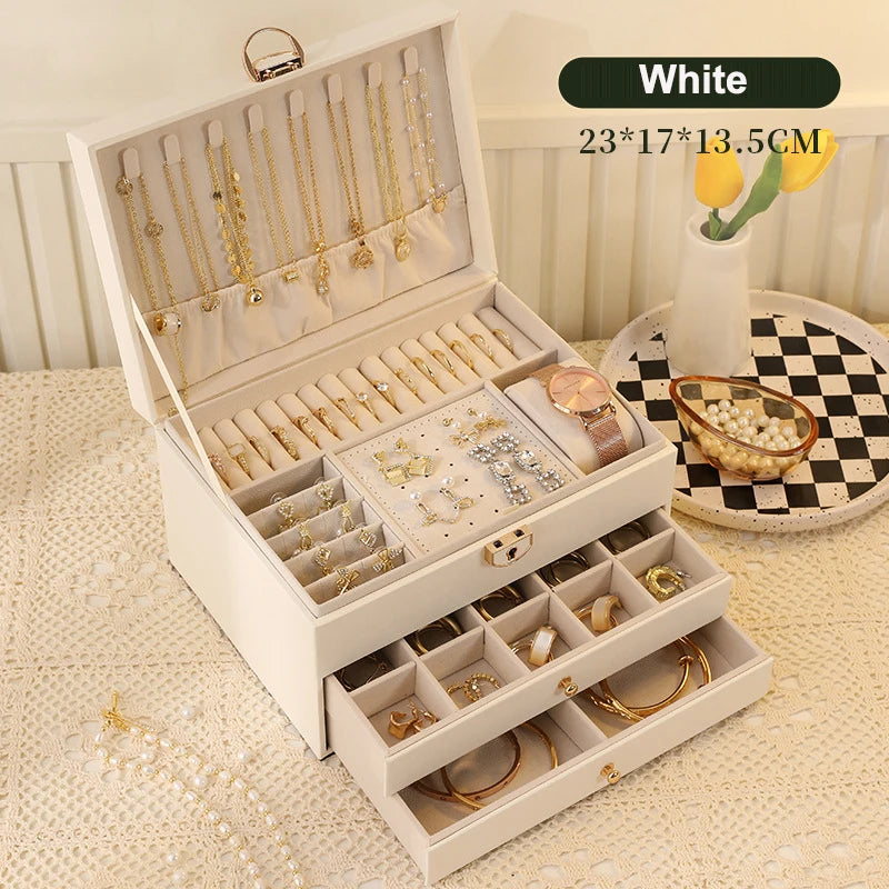DELESYS New Large-Capacity High-End 6 Layer Jewelry Box For Storing Necklaces Watches Accessories Multi-Functional Jewelry Box