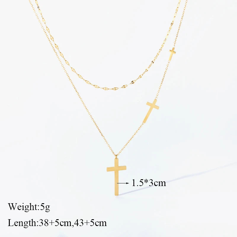 EILIECK 316L Stainless Steel Delicate Shiny Cubic Zirconia Cross Pendant Necklace for Women High Quality Jewelry Water Resistant