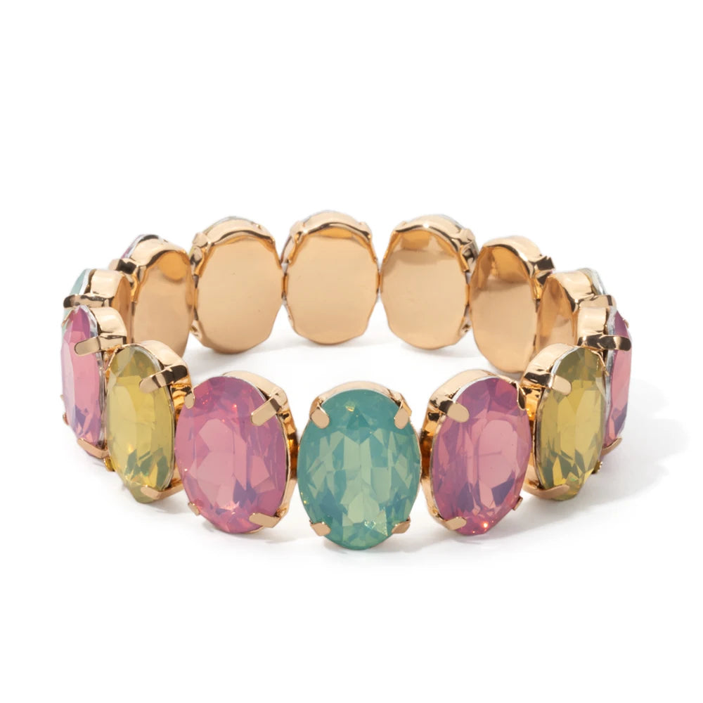 BEUTIFOR New Arrival 18mm Colorful Rhinestone Drop Bracelet for Women Gold Color Copper Prong Setting Crystal Jewelry