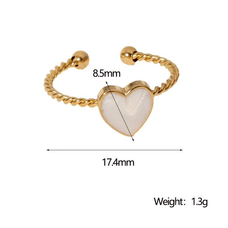 EILIECK 316L Stainless Steel Heart Love Adjustable Ring For Women Girl Fashion Finger Ring Waterproof Chic Jewelry Party Gift
