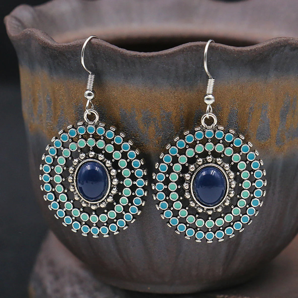 2PC Women's Fashion Bohemian Style Colorful Disc Earrings Jewelry Accessories Suitable for Date, Party, Festival Gifts-4535