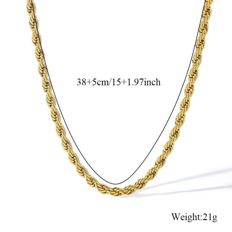 EILIECK 316L Stainless Steel 18K Gold Plated Metal Cuban Chain Statement Necklace Fashion Women Waterproof Neck Chain Jewelry