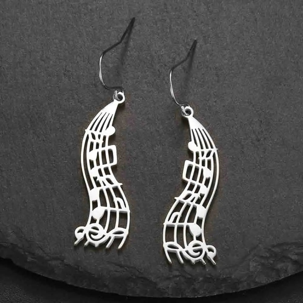My Shape Music Note Drop Earrings for Women Men Gifts Stainless Steel Classic Musical Violin Dangle Earring Jewelry Musican Gift